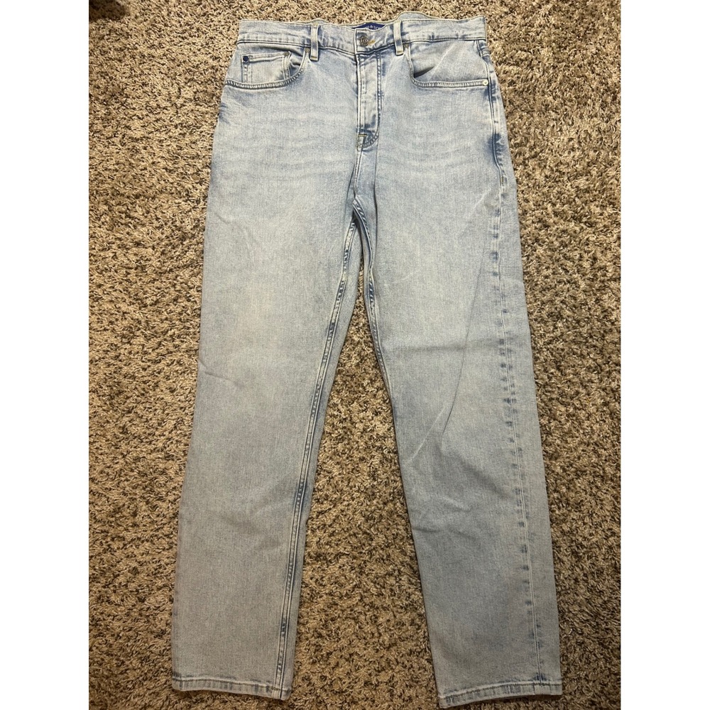 Scotch & Soda Dean Loose Tapered Jeans Light Wash Blue Mens 33x34 Button Fly